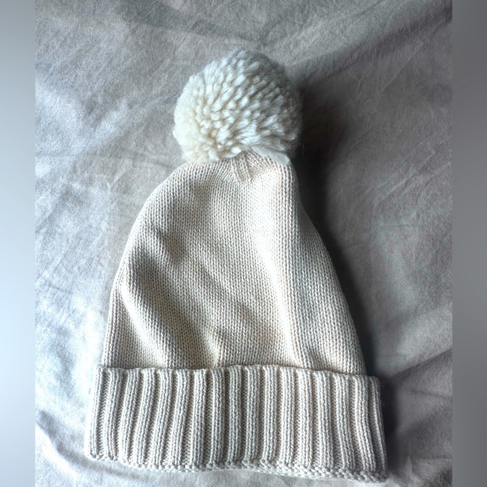 Cream baby beanie hat